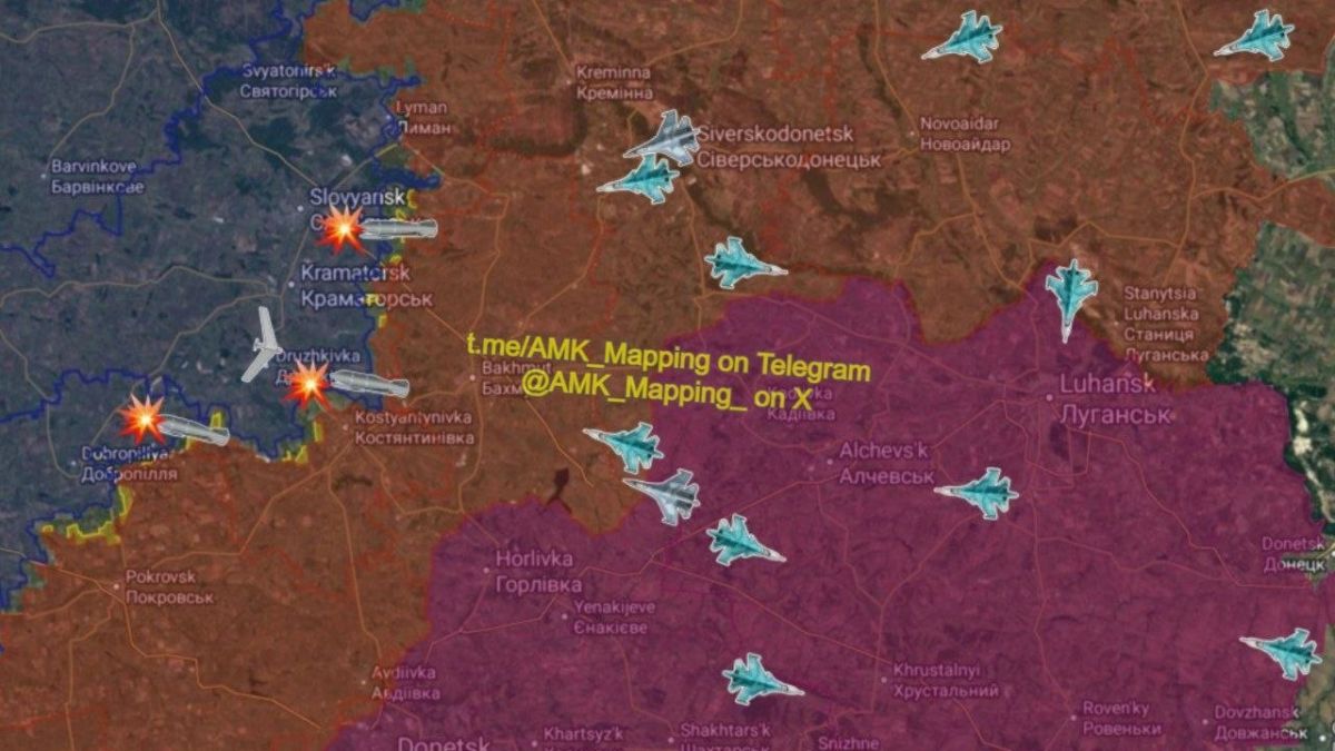 Международные тг-каналы сообщают, что в последние 24 часа наблюдается очень высокая активность истребителей Су-34 и Су-35 ВКС России над ДНР и ЛНР