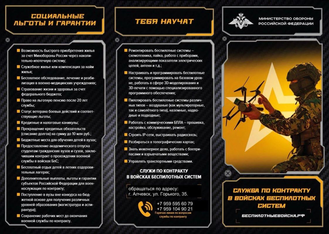 Служба по контракту в войсках беспилотных систем Служба по контракту в войсках беспилотных систем