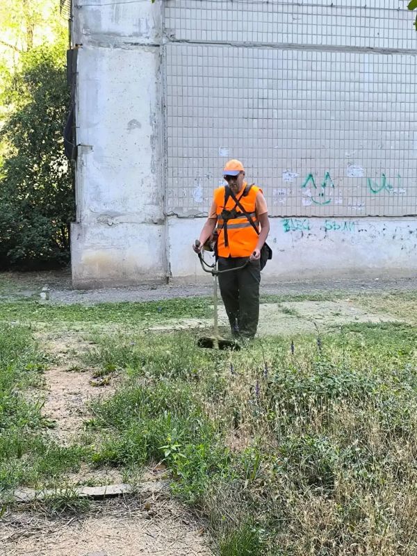 Единая управляющая компания проводит плановые работы по покосу травы на придомовых территориях столичных многоэтажек Единая управляющая компания проводит плановые работы по покосу травы на придомовых территориях столичных многоэтажек