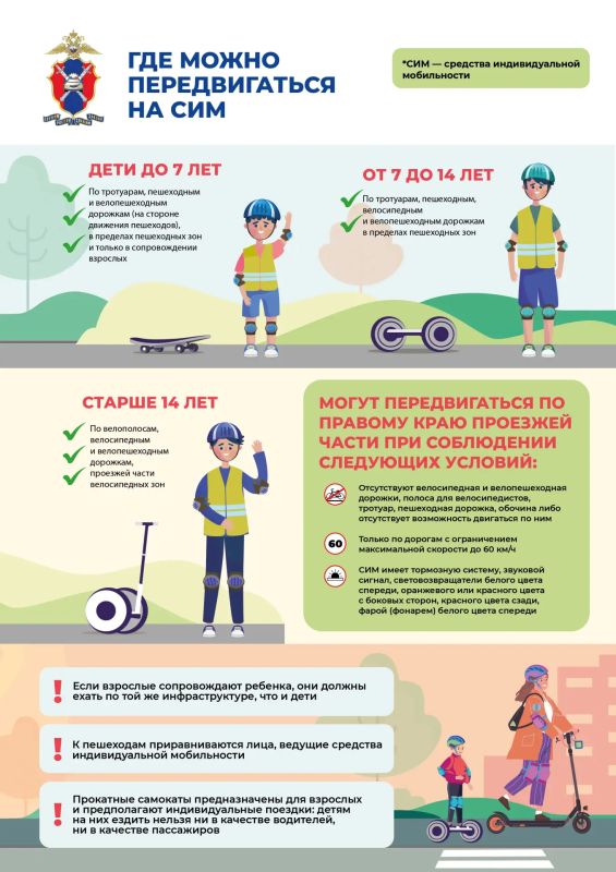 Госавтоинспекция напоминает Правила безопасного использования средств индивидуальной мобильности (СИМ)