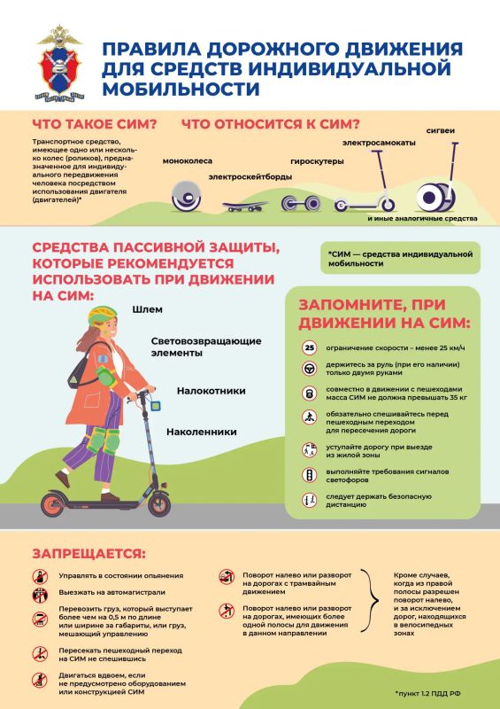 Госавтоинспекция напоминает Правила безопасного использования средств индивидуальной мобильности (СИМ) Госавтоинспекция напоминает Правила безопасного использования средств индивидуальной мобильности (СИМ)