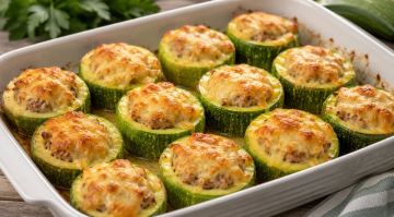 С мясом и сырной шапочкой. Идеальный рецепт запеченных кабачков на ужин