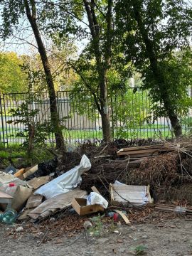 Возле детского парка им. Щорса в Луганске мусор не вывозят больше двух лет