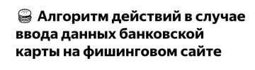 Алгоритм действий в случае ввода данных банковской карты на фишинговом сайте
