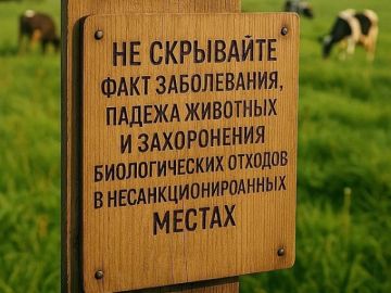 Памятка для владельцев животных и птицы о недопустимости сокрытия случаев заболевания и/или падежа животных и птицы и захоронения биологических отходов в несанкционированных местах!