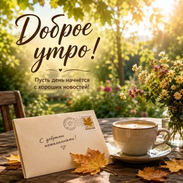 Пусть это осеннее утро подарит вам тепло, улыбки и хорошее настроение! Желаем чудесного дня и побольше приятных моментов!