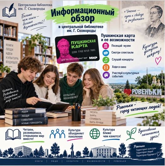 Культура доступна каждому: узнайте всё о «Пушкинской карте» в библиотеке им. Г. Сковороды!