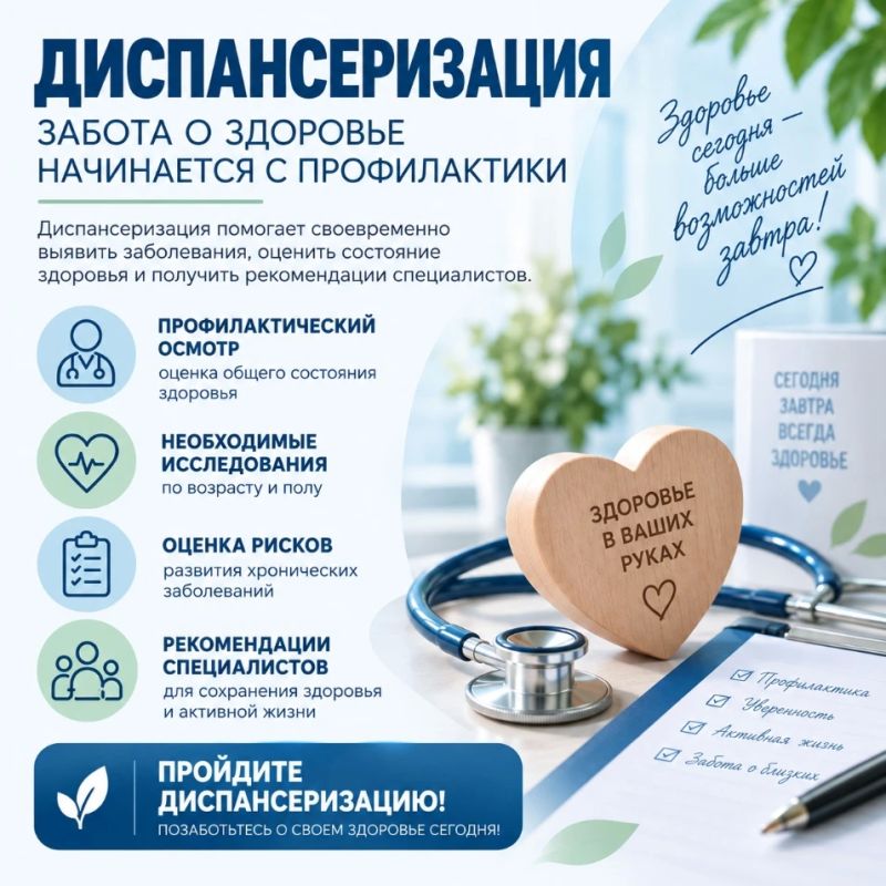 ДИСПАНСЕРИЗАЦИЯ — ЗАБОТА О ЗДОРОВЬЕ СЕГОДНЯ