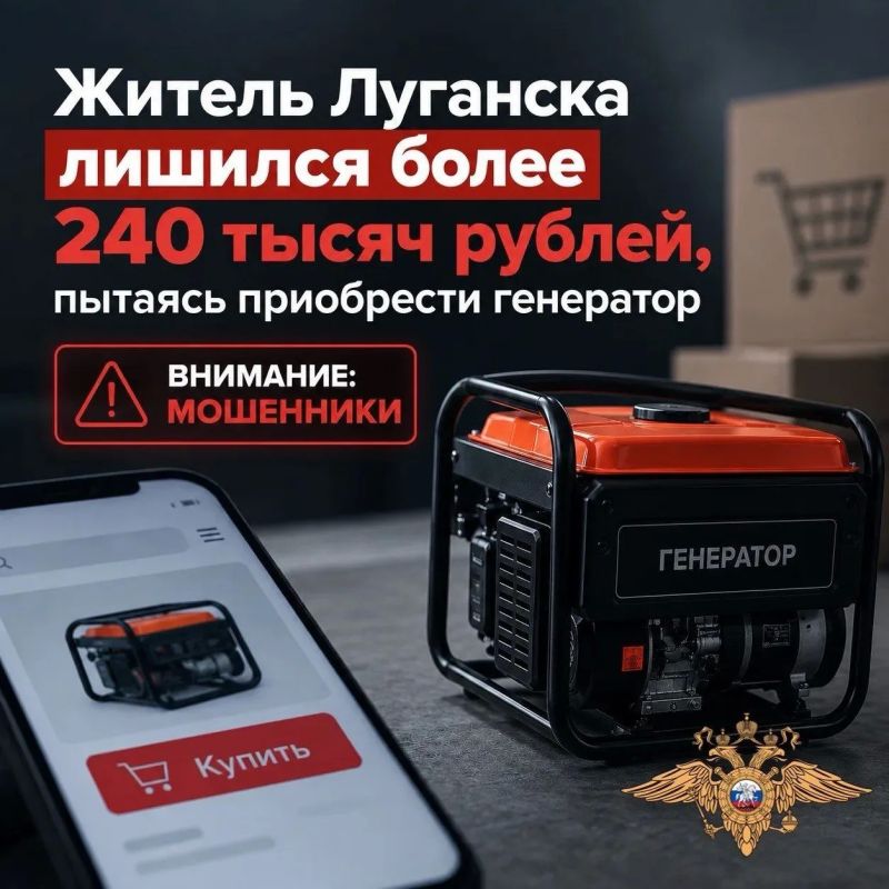 Житель Луганска лишился более 240 тысяч рублей, пытаясь приобрести генератор