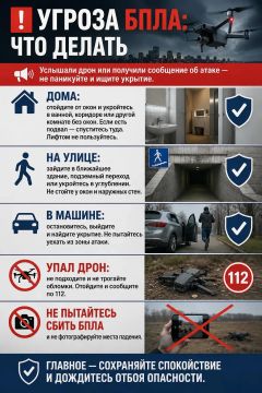 Угроза БПЛА: что делать?. Услышали дрон или получили сообщение об атаке — не паникуйте и ищите укрытие Дома: отойдите от окон и укройтесь в ванной, коридоре или другой комнате без окон