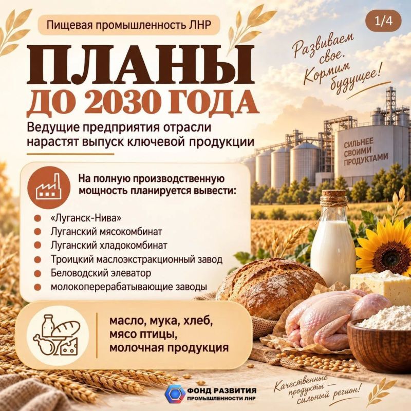 К 2030 году ЛНР сама обеспечит себя мукой, маслом и создаст 3 тысячи рабочих мест