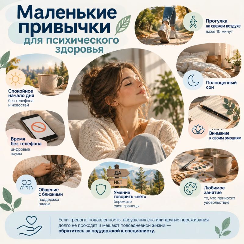 МАЛЕНЬКИЕ ПРИВЫЧКИ ДЛЯ ПСИХИЧЕСКОГО ЗДОРОВЬЯ
