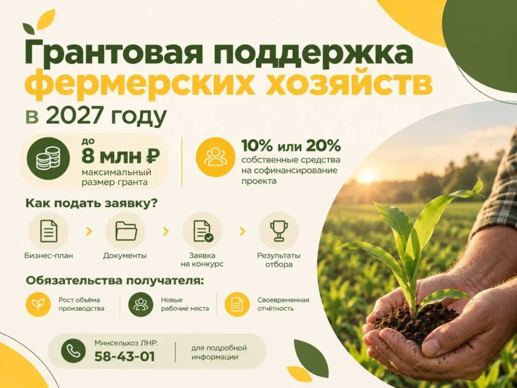 Грантовая поддержка фермерских хозяйств в 2027 году
