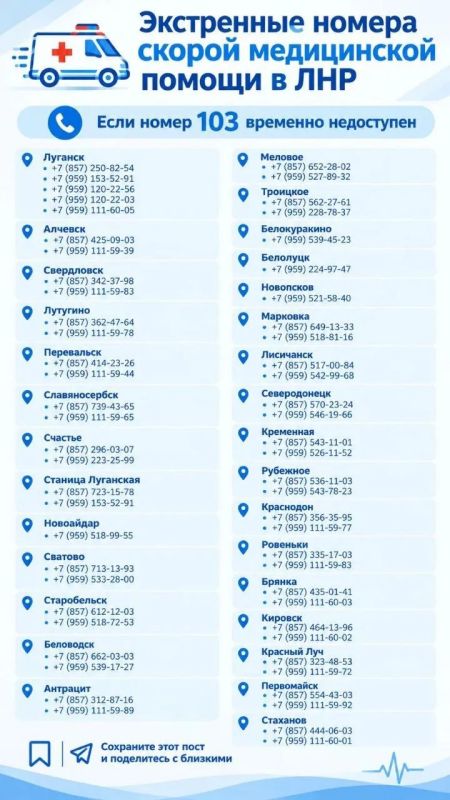 Если 103 временно недоступен — сохраните альтернативные номера скорой медицинской помощи