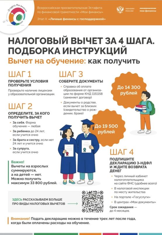 Вычет на обучение — это социальный налоговый вычет по НДФЛ, который позволяет уменьшить налогооблагаемый доход на сумму расходов на образование