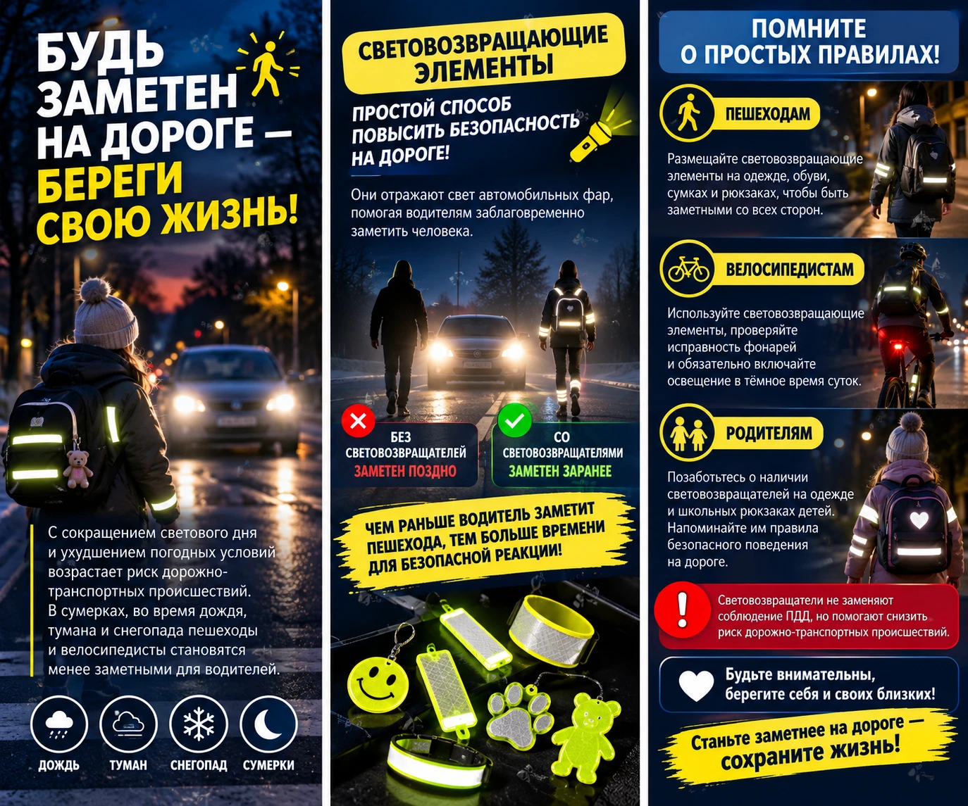 Будь заметен на дороге — береги свою жизнь!